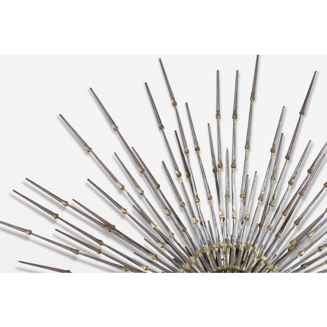 Vintage Brutalist “Starburst” Metal Wall Sculpture by A. Duerst, Signed For Sale - Image 4 of 9