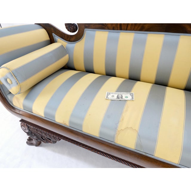 Mint Condition Empire Sofa Sette Loveseat Couch Fine Carved Details Lions Feet For Sale - Image 16 of 16