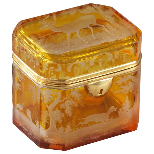 19th Century Bohemian Crystal Jewelry Box For Sale