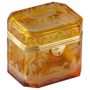 19th Century Bohemian Crystal Jewelry Box