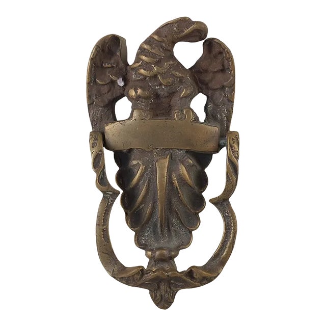 Antique Late 19th Century Brass Figural Federal Proud American Eagle Door Knocker For Sale