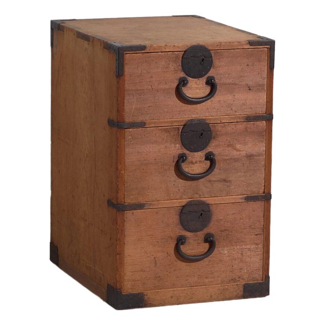 Antique Japanese 3-Drawer Tansu Cabinet For Sale