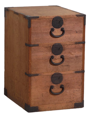 Antique Japanese 3-Drawer Tansu Cabinet
