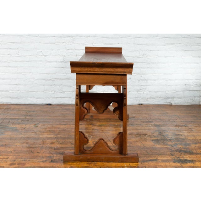 Mid 19th Century 19th Century Chinese Qing Dynasty Carved Cloudy Motif Altar Console Table For Sale - Image 5 of 13