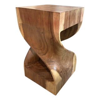 Andrianna Shamaris Sculptural Suar Wood Side Table or Pedestal For Sale