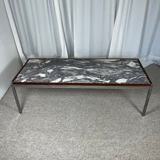 Mid-Century Modern Coffee Table in Metal, Walnut and Arabescato Marble, Italy, 1970 For Sale - Image 9 of 18