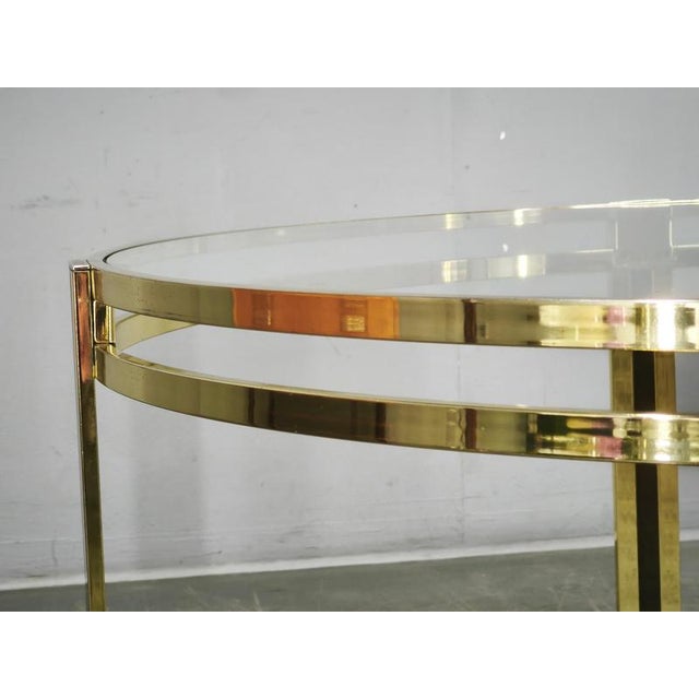 Metal Italian Round Brass and Glass Coffee Table, 1970s For Sale - Image 7 of 11