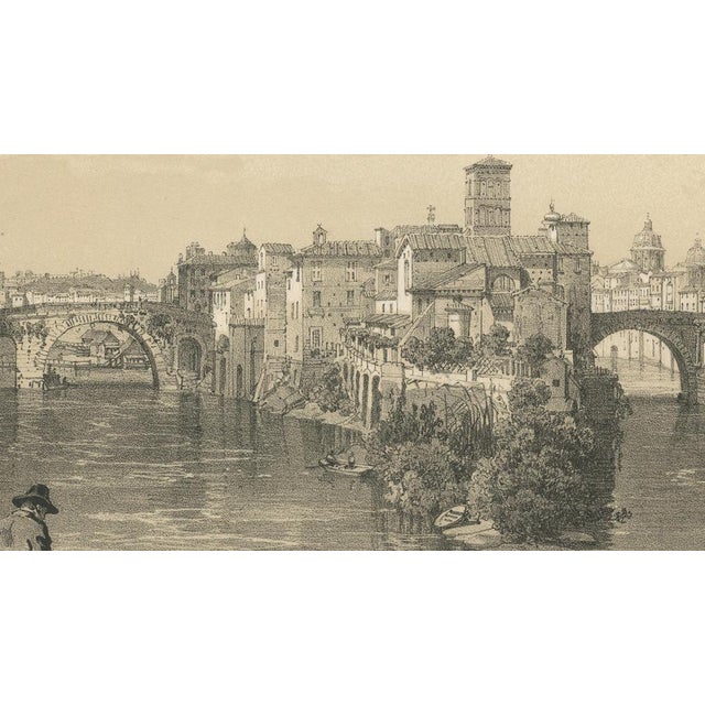 Mid 19th Century After Bayot, Rome Tiber Island & Ponte Rotto, San Bartolomeo, 1869, Print For Sale - Image 5 of 10