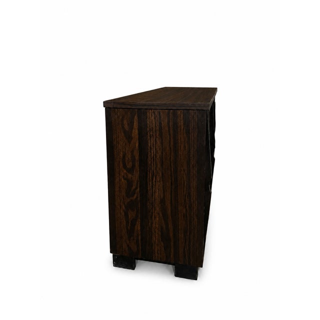 1970s 1970s Vintage Mid Century Modern Wooden Fold Out Dry Bar Cabinet For Sale - Image 5 of 7