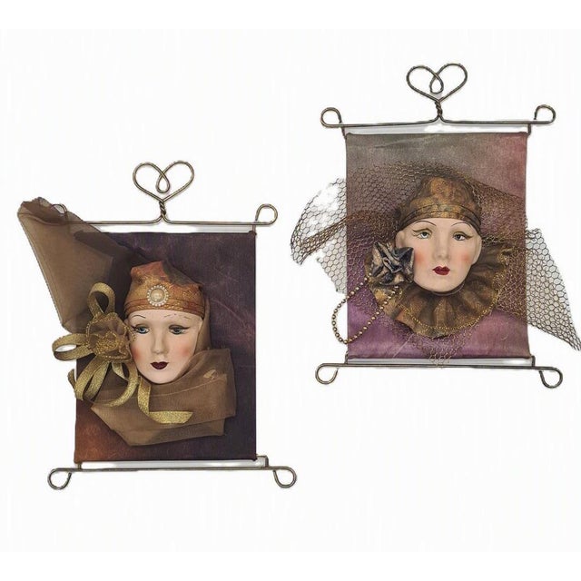 Art Deco Decorative Wall Art Pieces Featuring Ceramic Faces, 1990s, Set of 2 For Sale - Image 9 of 9