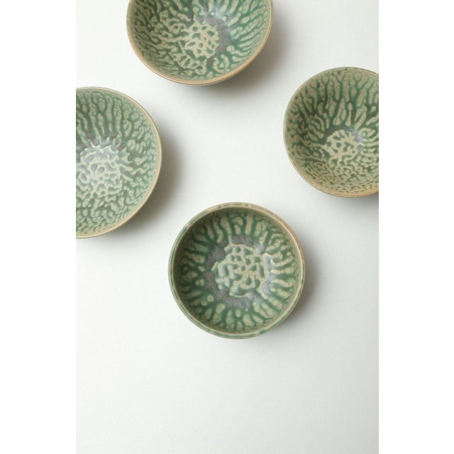 Japanese Japanese Ceramic Bowl With Kiln-Transformed Veined Patterns - Set of 4 For Sale - Image 3 of 8