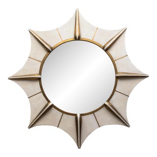 Modern Mirror in Cream Shagreen With Bronze Patina Brass by R&y Augousti For Sale