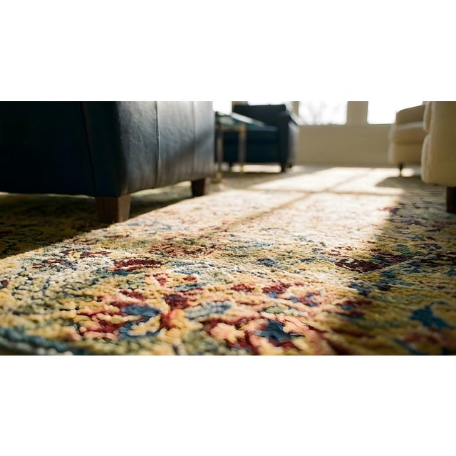 1890s Multicolor Floral Antique Persian Tehran Rug 9'8" X 12'6" Knotted Wool Carpet For Sale - Image 9 of 10