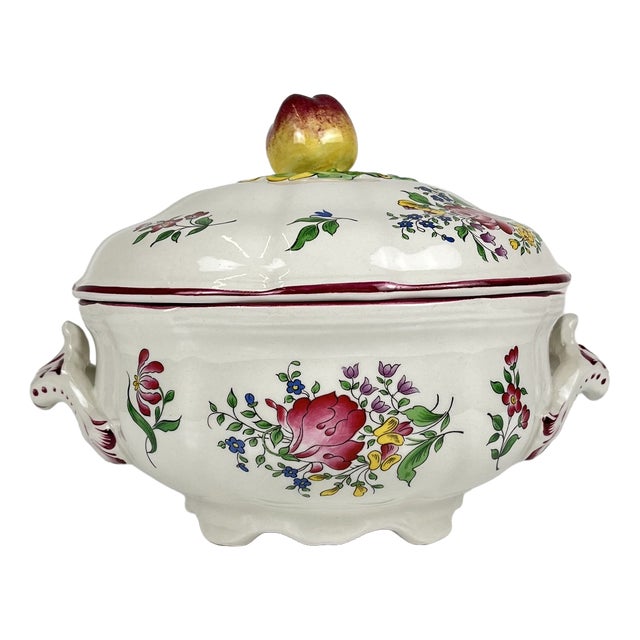Small Streetlight Model Tureen with Pink Pattern from KG Lunéville, 1980s For Sale