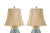 Beautifully hand painted and decorated large glazed tapestry porcelain pair table lamps. Each lamp features an hand...