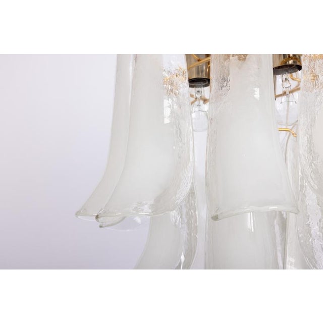 Metal Large Murano Glass Petals Chandelier, 1980s For Sale - Image 7 of 18