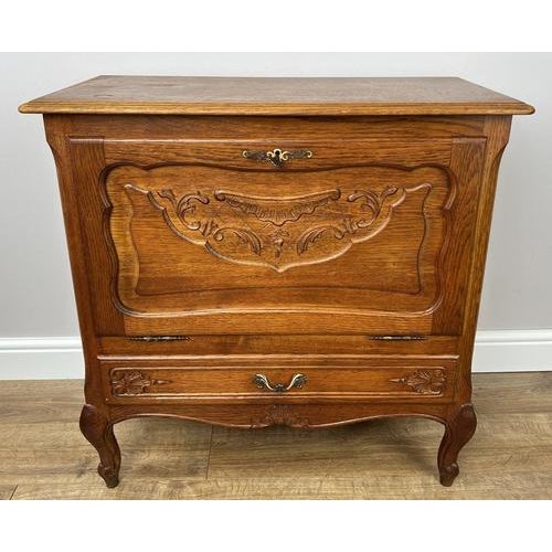 Vintage French Louis XVI Style Oak Carved Nightstand For Sale - Image 3 of 14