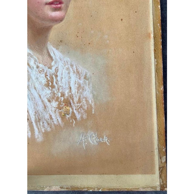 Clark, Young Lady, 1900, Pastel on Paper For Sale - Image 9 of 11