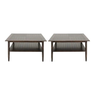 Set of Mid-Century Oak Coffee Tables in Espresso, C. 1950s For Sale
