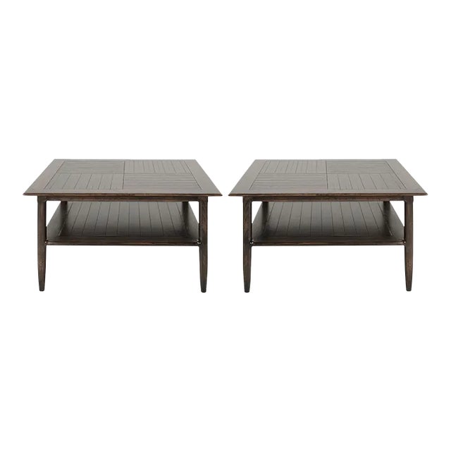 Set of Mid-Century Oak Coffee Tables in Espresso, C. 1950s For Sale