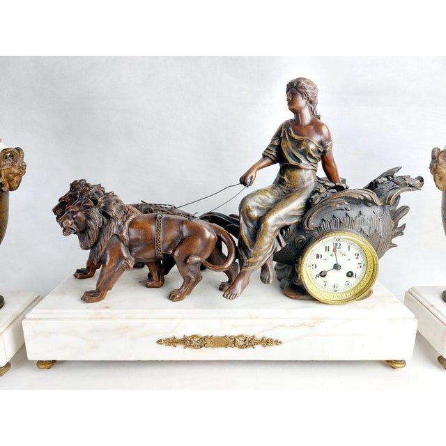 Large Antique Fireplace Clock Set, 1850, Set of 3 For Sale - Image 6 of 14