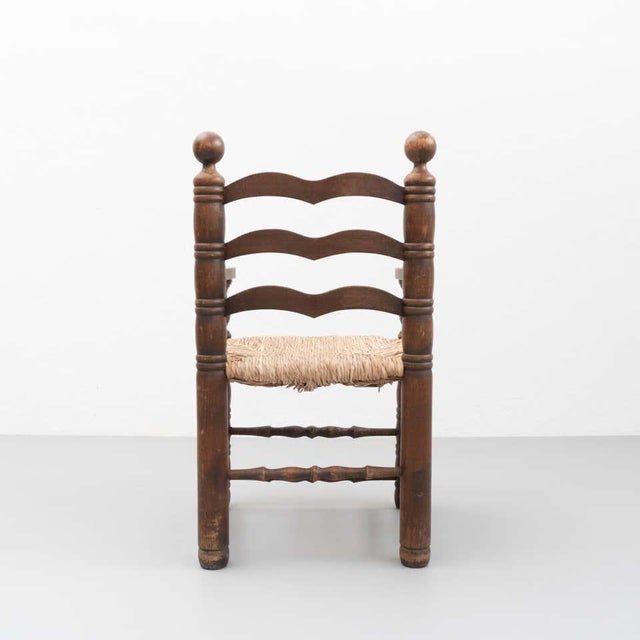 Wood Set of Early 20th Century Popular Rustic Armchairs in Wood and Rattan For Sale - Image 7 of 18