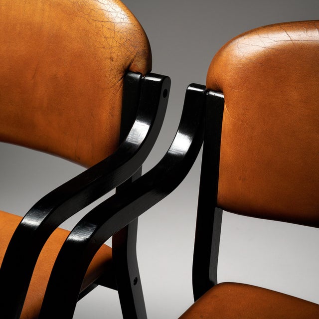 Mid-Century Modern Mid-Century French Leather Armchairs For Sale - Image 3 of 9