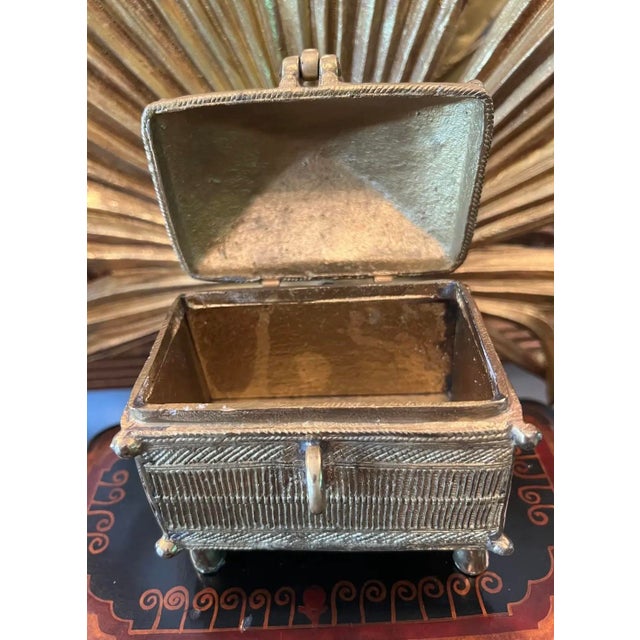 Antique Dokra Brass Treasure Trinket Box For Sale - Image 9 of 12