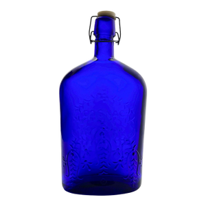 1970s Vintage Italian Cobalt Blue Glass “Cognac” Decanter Bottle