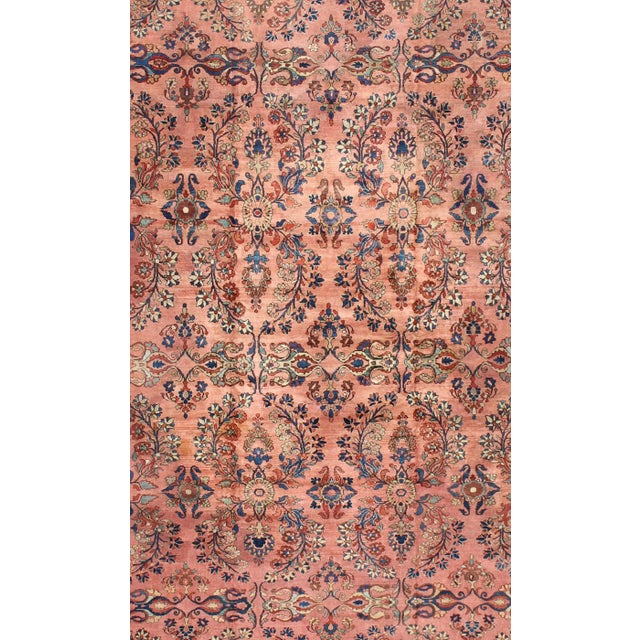 Keivan Woven Arts, Large Antique Persian Lilihan Rug in Salmon, Blue, Green, Yellow & Rust Colors 11'1 X 17'2 For Sale - Image 4 of 12