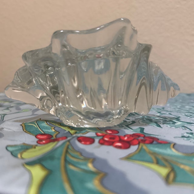 1970s Vintage Walther Glas Style Clear Crystal Shell Votive Candle Holder For Sale - Image 5 of 7