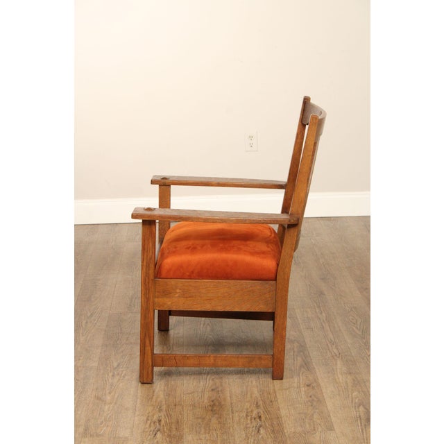 Limbert Antique Mission Oak Armchair For Sale - Image 9 of 12