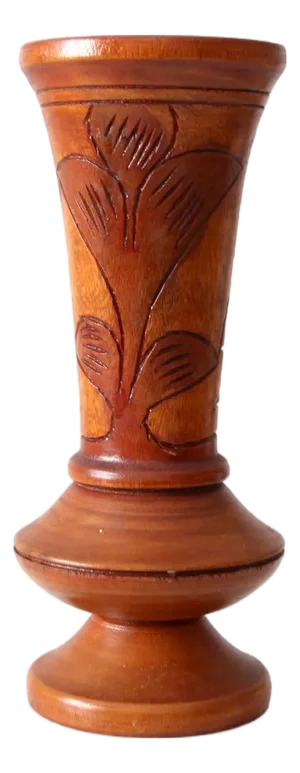 Mid-Century Hand-Carved Wood Vase