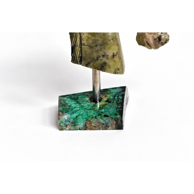 Gemstone Emerald Horse Bust Sculpture Full Emerald Base Hand Carved For Sale - Image 10 of 14