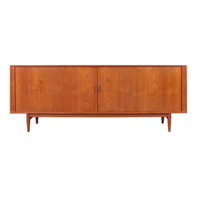 1950s Danish Modern Teak Tambour Door Credenza by Arne Vodder for Sibast Mobler For Sale