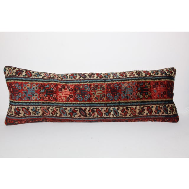 Authentic Ethnic Lumbar Throw Cushion – Handmade Wool Rug on Cotton Pillow Cover -16'' X 46'' For Sale - Image 10 of 11