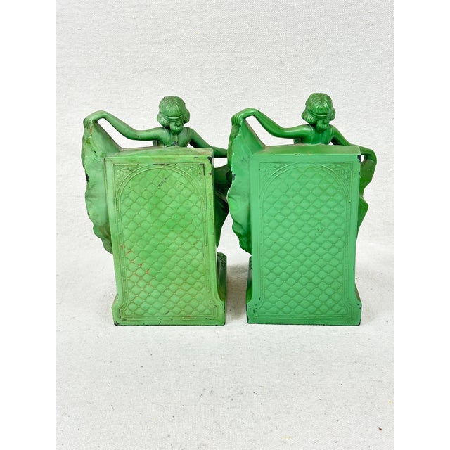 Antique 1920’s Cast Iron Bookends Depicting “Loie Fuller”-a Pair For Sale - Image 9 of 10