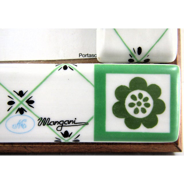 Ceramic Mangani Italy Green and White Porcelain Frame For Sale - Image 7 of 12