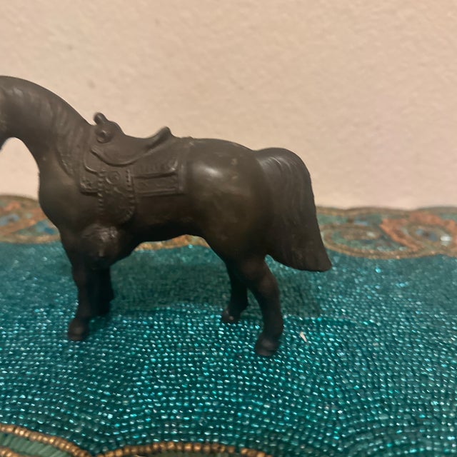 American Mid-Century Western Cast Metal Saddled Carnival Horse Figurine For Sale - Image 3 of 10
