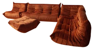 Amber Orange Velvet Togo Living Room Set by Michel Ducaroy for Ligne Roset, Set of 5