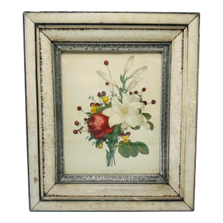 Shabby Chic Antique Floral Print For Sale