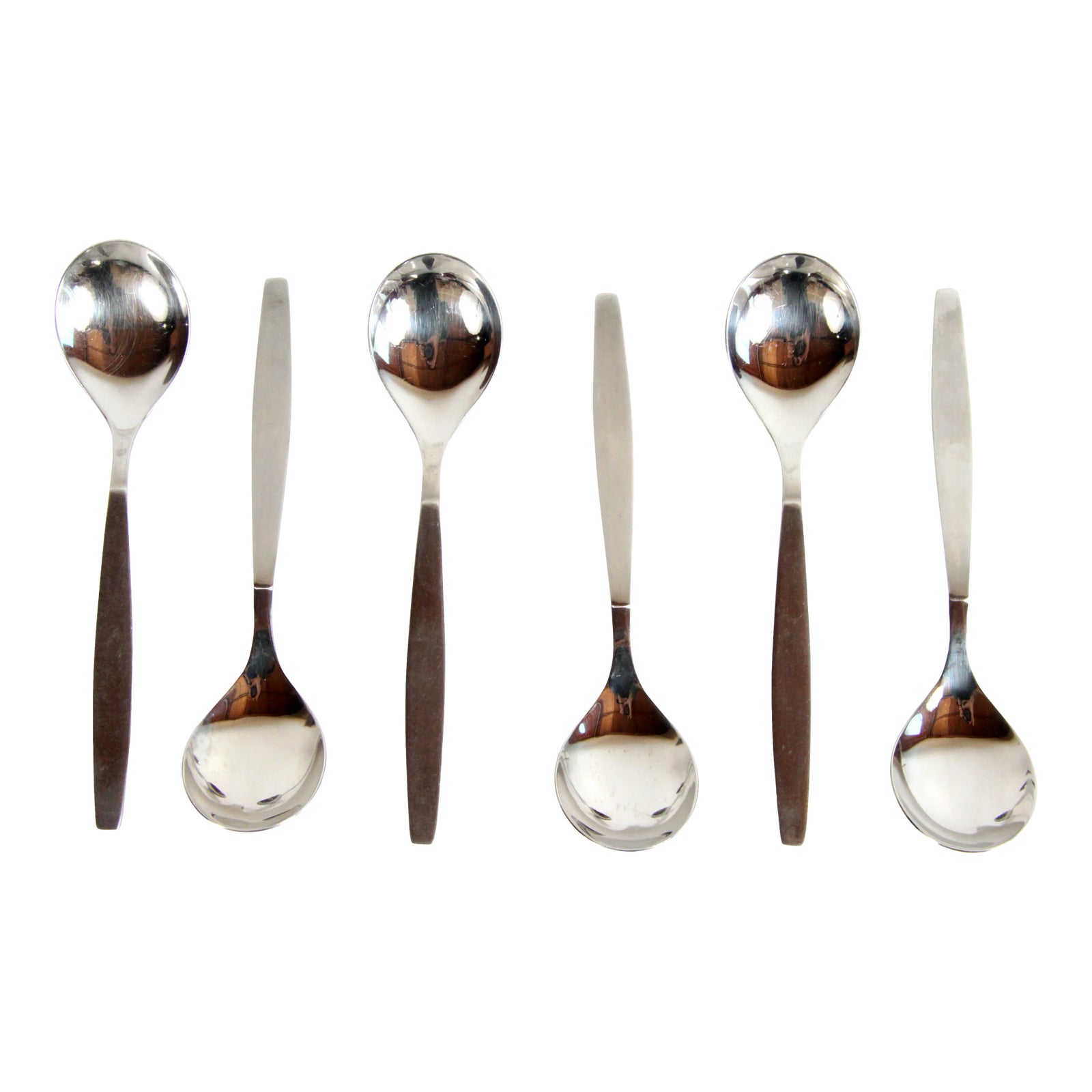 Mid Century Modern Stainless Steel Teaspoons / Soup Spoons - Set of 6