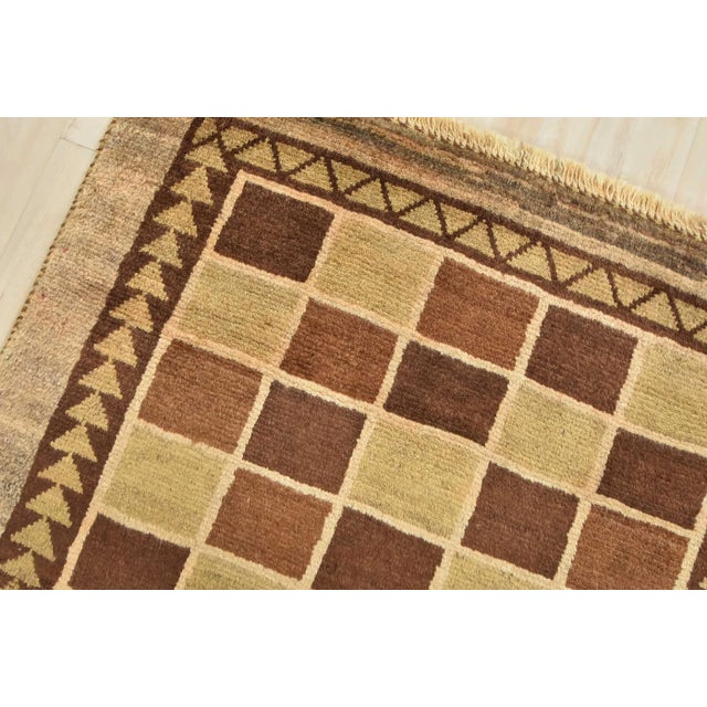 Textile Gabbeh Rug 3’3” X 5’2” Brown Wool Vintage Tribal Hand-Knotted Carpet For Sale - Image 7 of 13