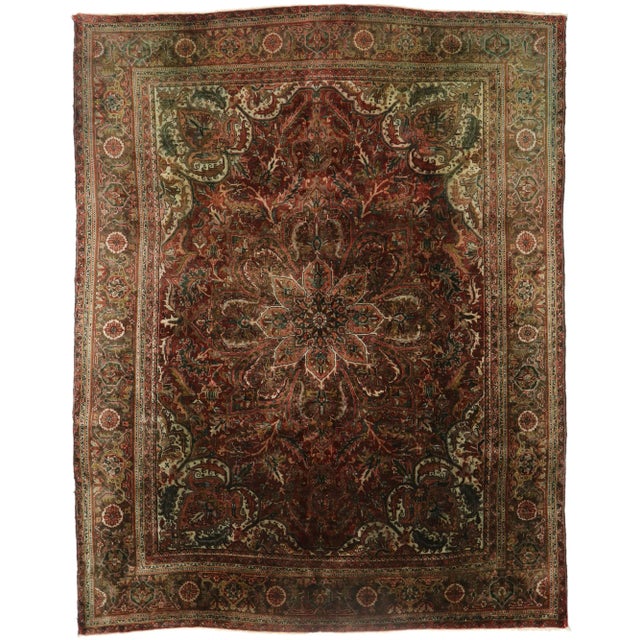 Vintage Persian Ahar Heriz Rug - 10'00 X 12'10 For Sale - Image 10 of 10