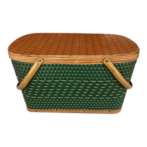 Vintage MCM Hawkeye Burlington Woven Picnic Basket