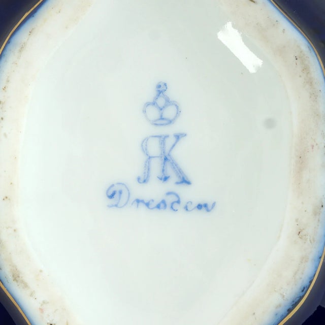 Antique German Richard Klemm Dresden Cobalt Blue Gold Courting Couple Creamer Sugar Set For Sale - Image 14 of 15