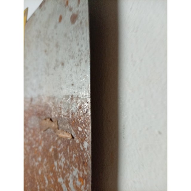 Yellow Contemporary Abstract Tempera, Aerosol, Rust on Metal "N 43" by Andre Debono For Sale - Image 8 of 9