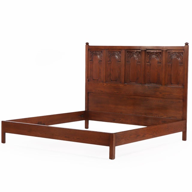 Gothic Gothic Style Carved Oak, King Size Bed. For Sale - Image 3 of 9