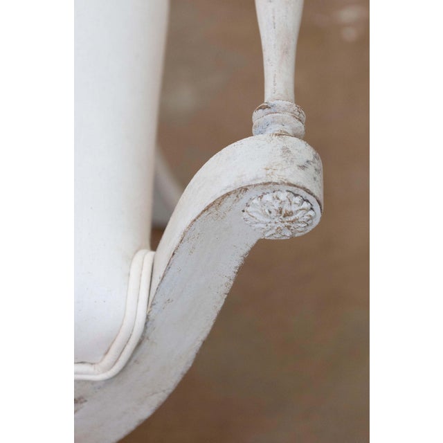 Off-white Swedish 1830s Empire Style Painted and Upholstered Stool with Spindle Arms For Sale - Image 8 of 9