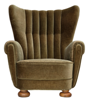 Danish Highback Relax Armchair in Green Furniture Velour, 1960s